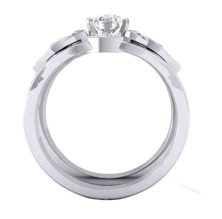 Engagement Ring Wedding Band Set I1 G 0.60 Ct Genuine Diamond 14k White Gold