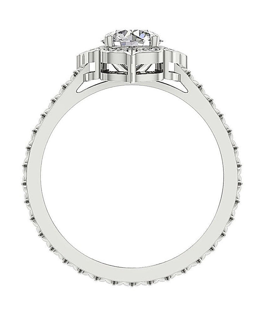 I1 G 1.15 Ct Halo Solitaire Anniversary Ring Round Diamond Prong Set 14k White Gold 11.00 MM