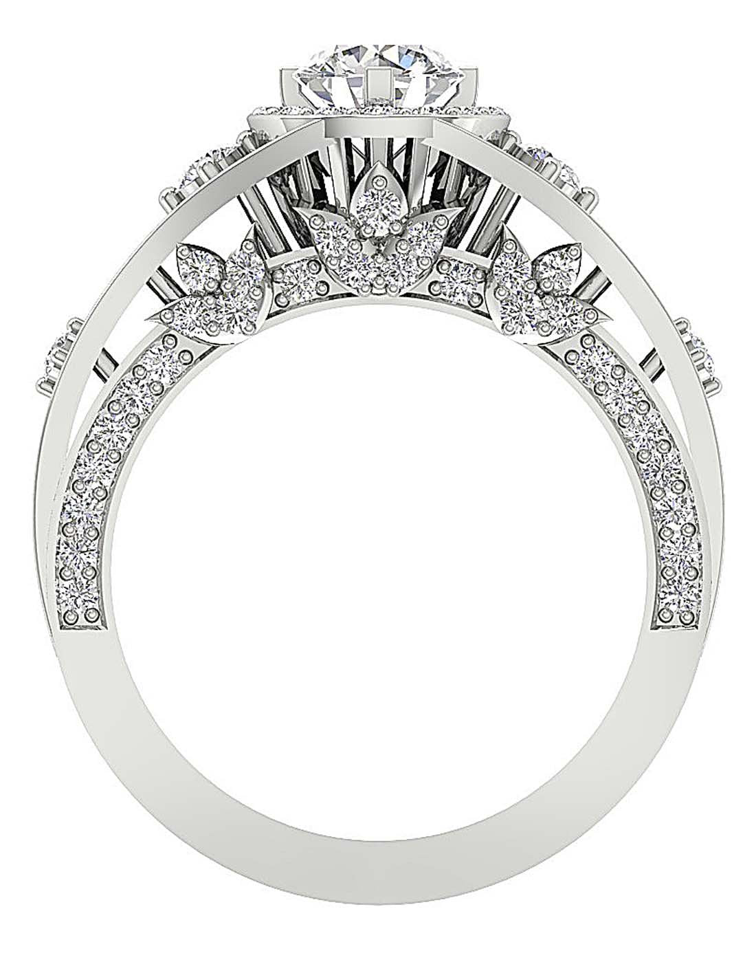 Fashion Genuine Natural Diamond Ring SI1 G 2.00 Ct Prong Set Solid Gold 9.10MM