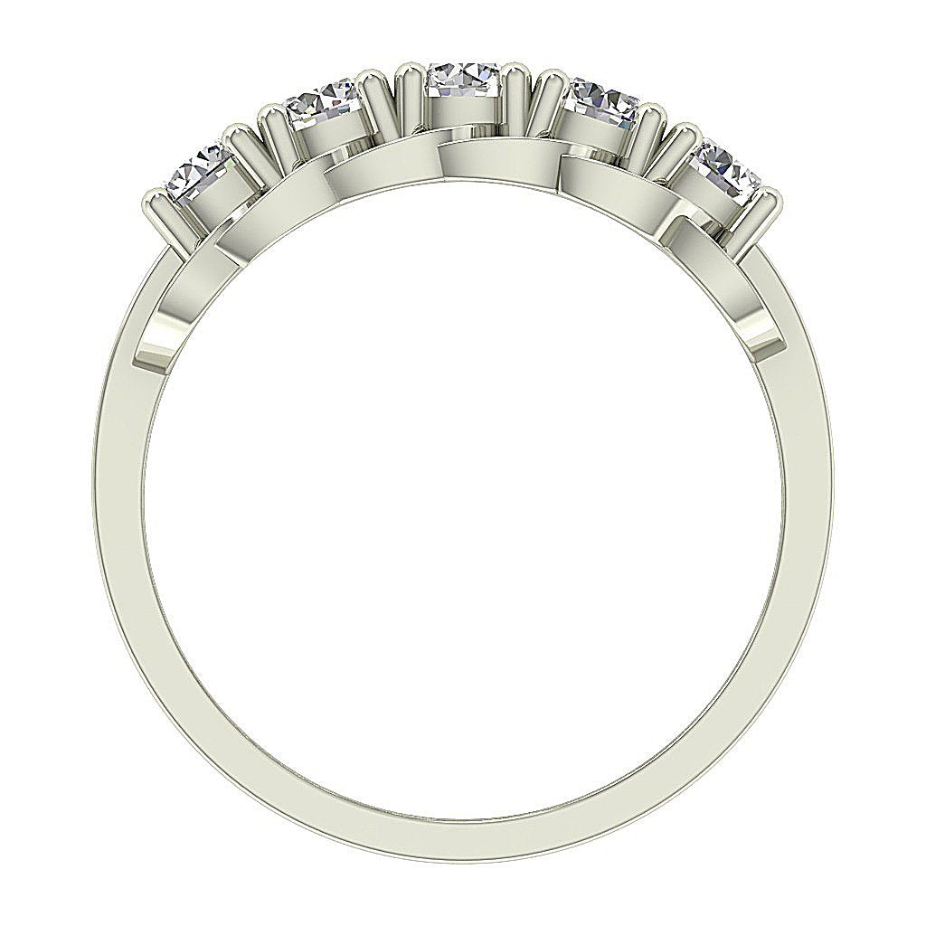 9.30 MM Prong Set 14k Solid Gold Genuine Diamond SI1 G 1.35 Ct Five Stone Wedding Ring