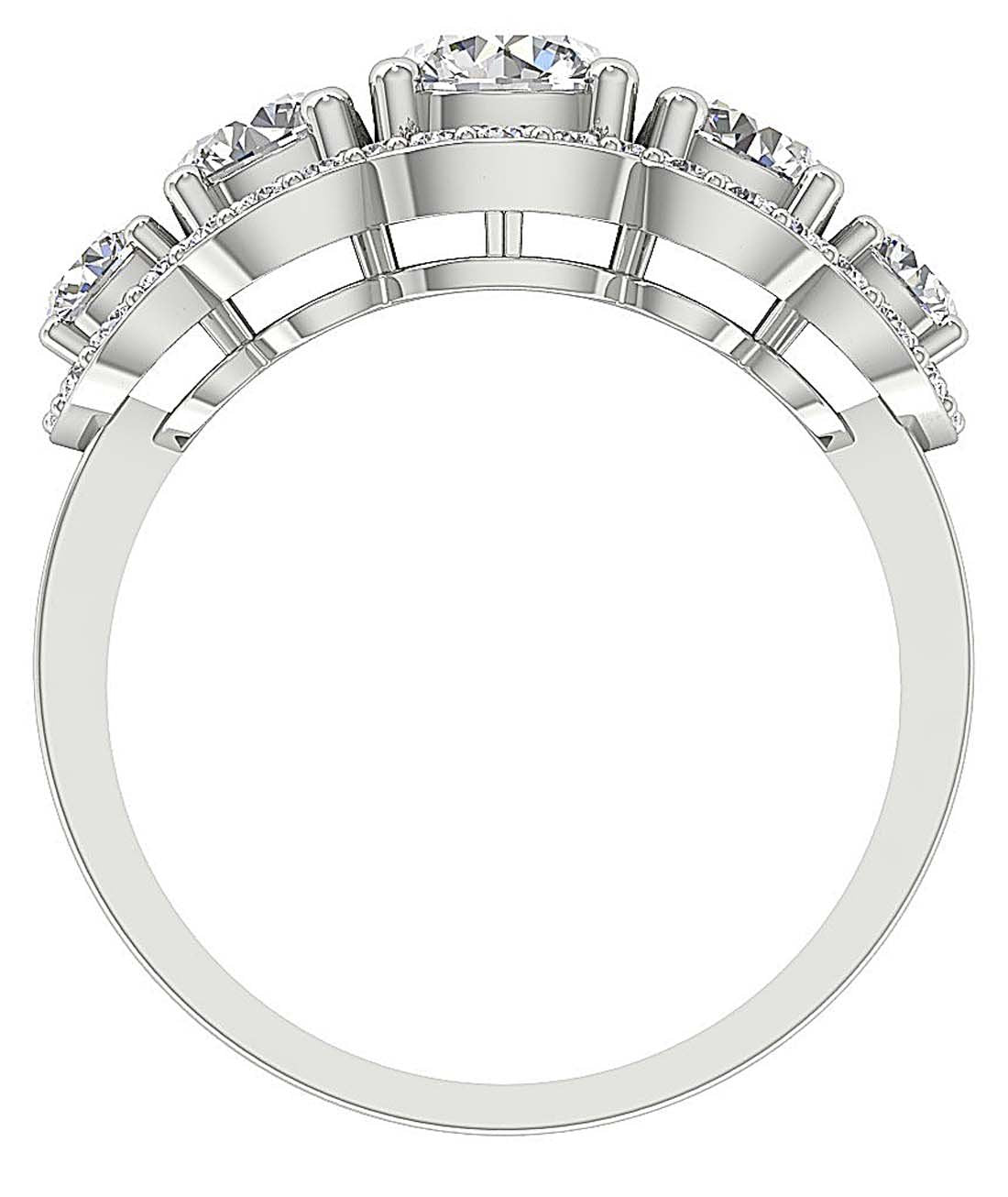 Natural Diamond 14k White Gold I1 G 2.65 Ct Designer Five Stone Engagement Ring Prong Set