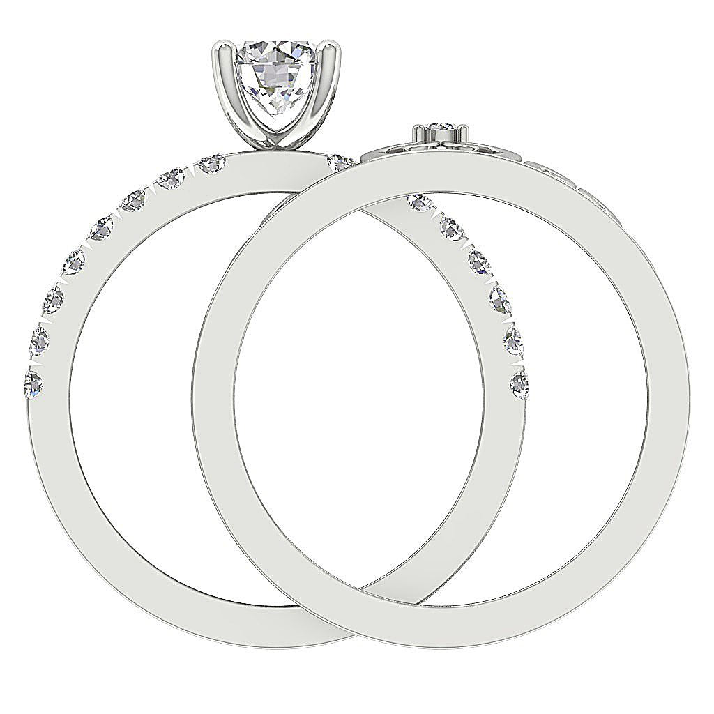 Crown Bridal Anniversary Ring 14K Solid Gold Prong Set SI1 G 1.30 Ct Round Diamond 12.35 MM