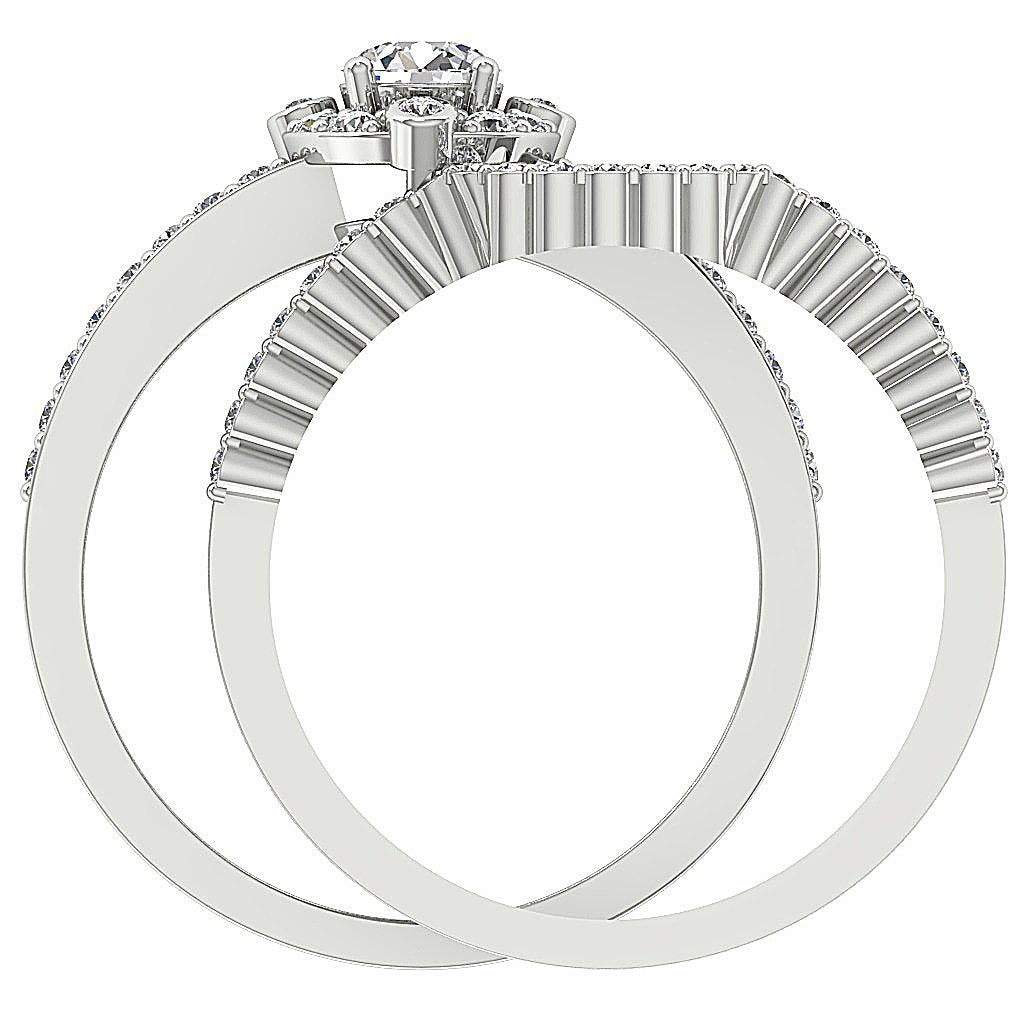 Designer Bridal Ring Round Diamond I1 G 0.80 Carat 14K Solid Gold 9.40 MM