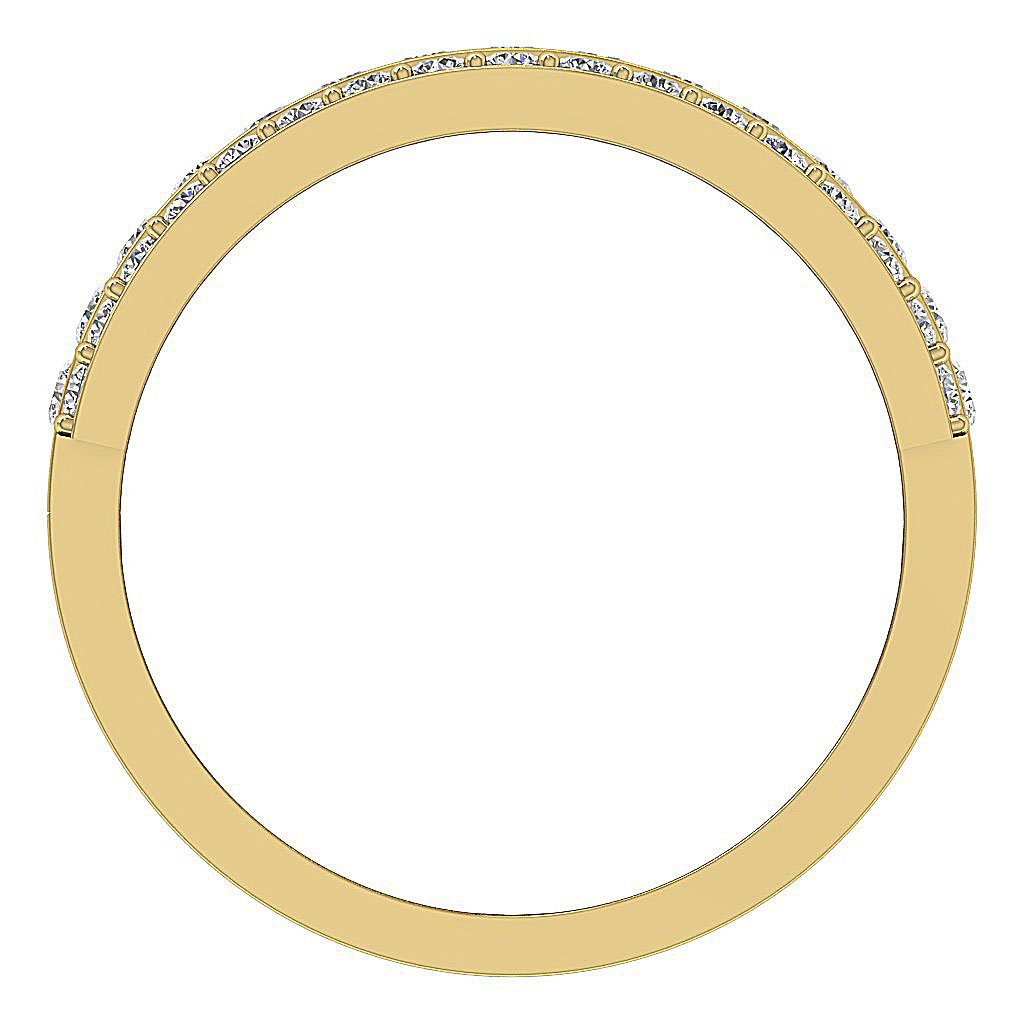 3 Row Wedding Ring I1 G 1.10 Ct Round Diamond Prong Set 14K Gold 6.30 MM