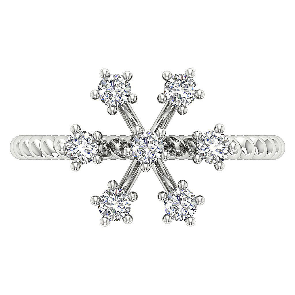 Natural Diamond Right Hand Engagement Ring I1 G 0.55 Ct 14k White Gold Prong Set 12.20 MM