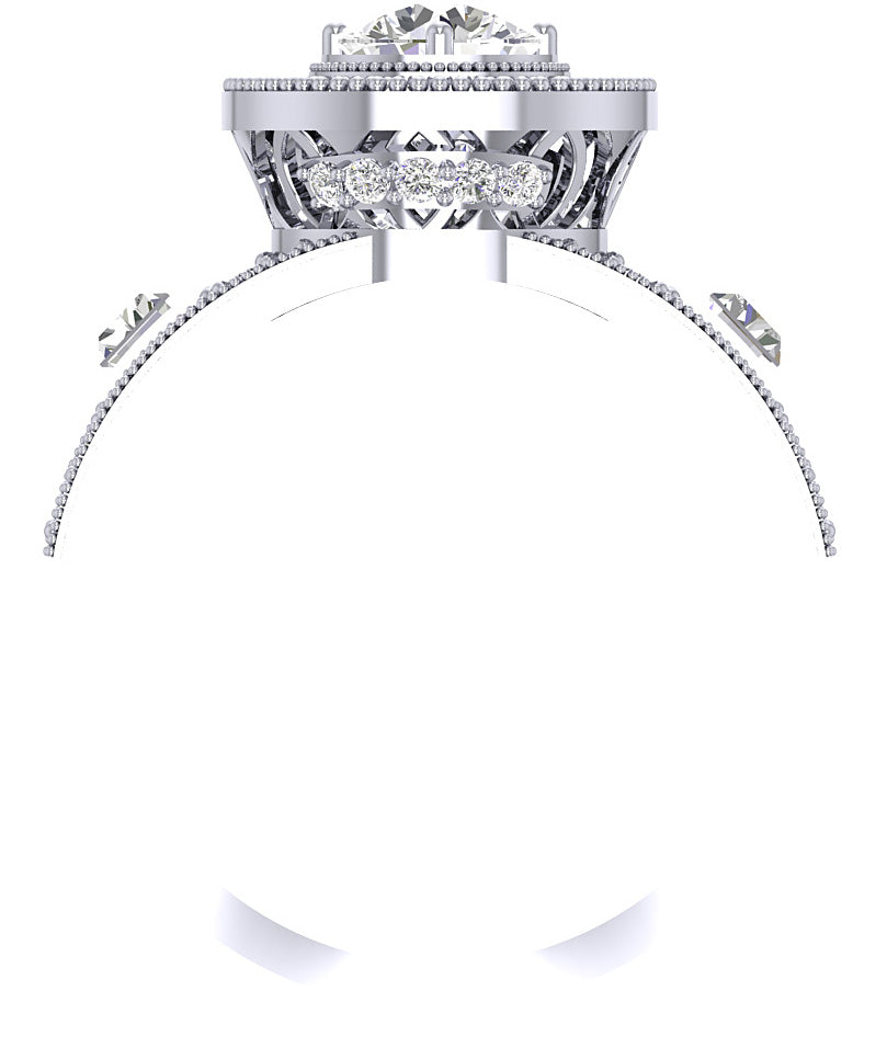 Solitaire Diamond With Baguettes Halo Engagement Band 14K White Yellow Rose Gold SI1 G 1.55 Carat Prong Set