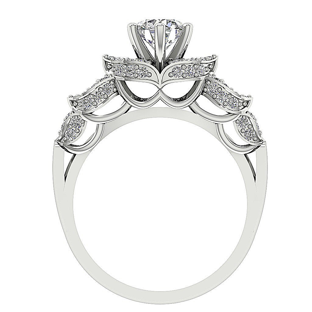Prong Set Designer Anniversary Ring Round Diamond SI1 G 1.35 Ct 14k White Yellow Rose Gold