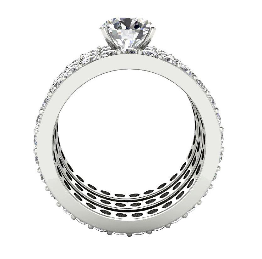 3 Piece Wedding Eternity Ring Sets I1 G 5.00 Ct Round Diamond 14K Yellow Gold 7.00 MM