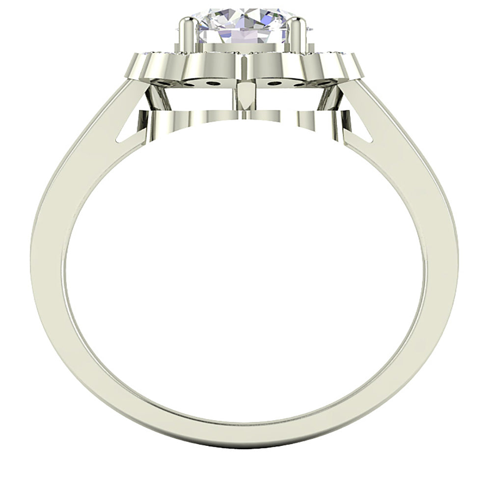 Flower Solitaire Halo Engagement Ring Prong Set I1 G 1.40 Ct Genuine Round Diamond 14K Yellow Gold Appraisal