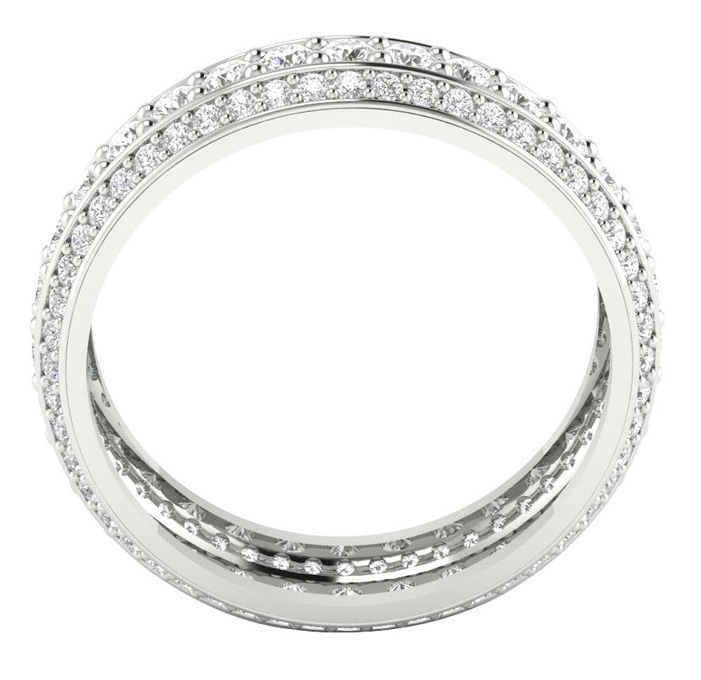 Prong Set 14k White Yellow Rose Gold Round Diamond I1 G 2.25 Ct Eternity Anniversary Ring