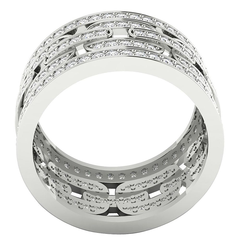 SI1 G 2.10 Ct Round Diamond 14k Solid Gold Designer Engagement Eternity Ring