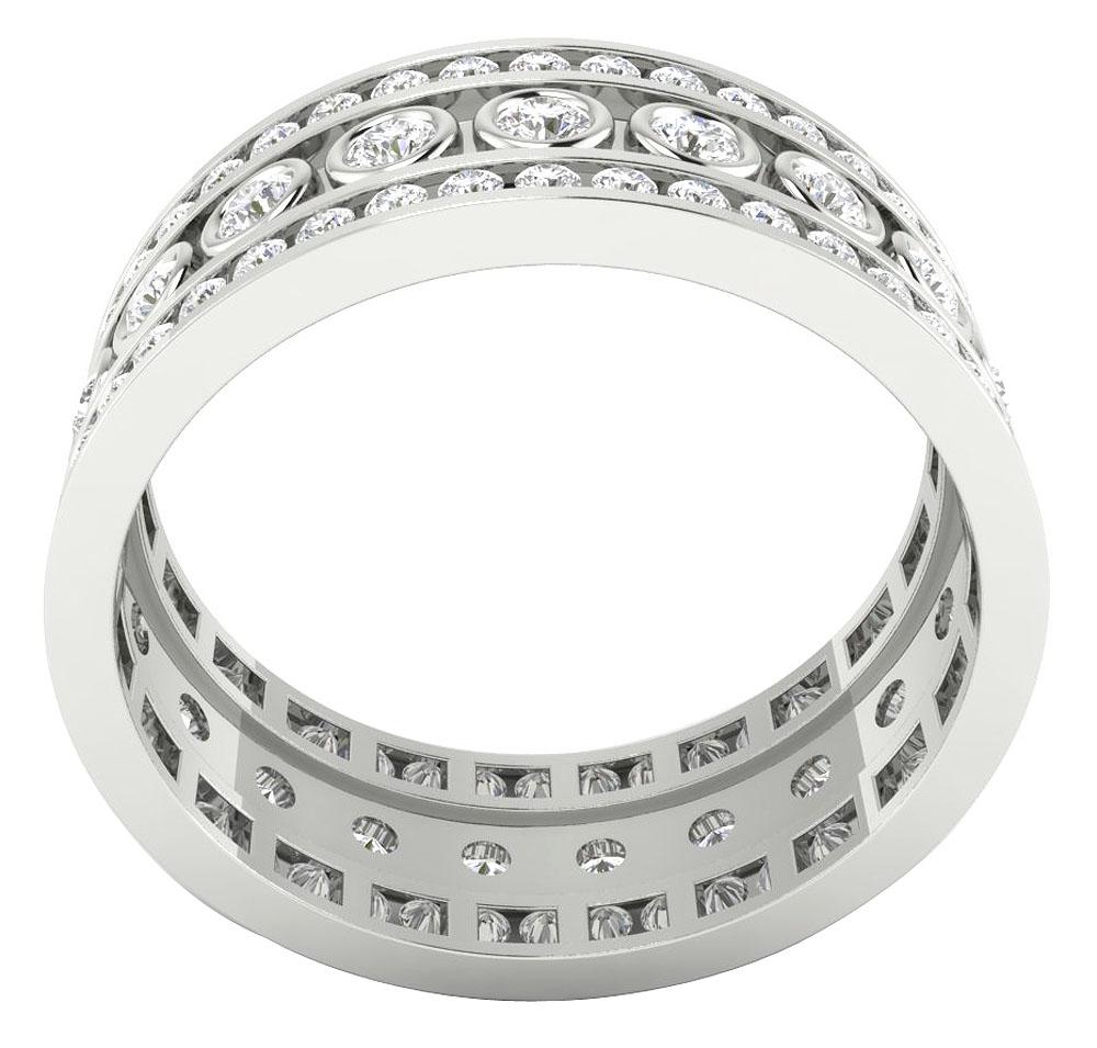 Eternity Anniversary Ring Round Diamond Bezel Channel Set 14k Solid Gold SI1 G 1.75 Ct