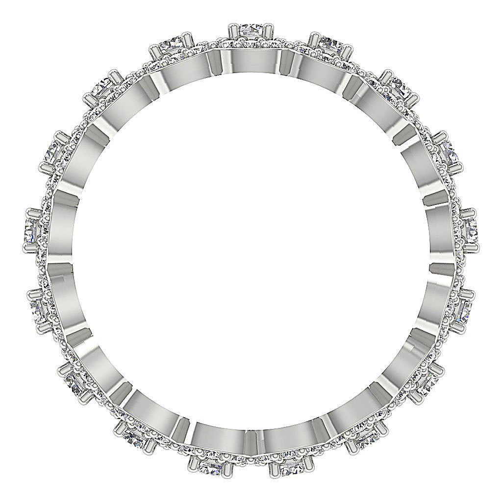 Prong Set 14k White Gold Genuine Diamond I1 G 1.35 Ct Halo Eternity Wedding Ring 5.20 MM