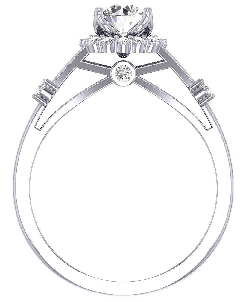Designer Solitaire Halo Engagement Anniversary Ring SI1 G 1.00 Carat Round Cut Diamond 14K White Gold