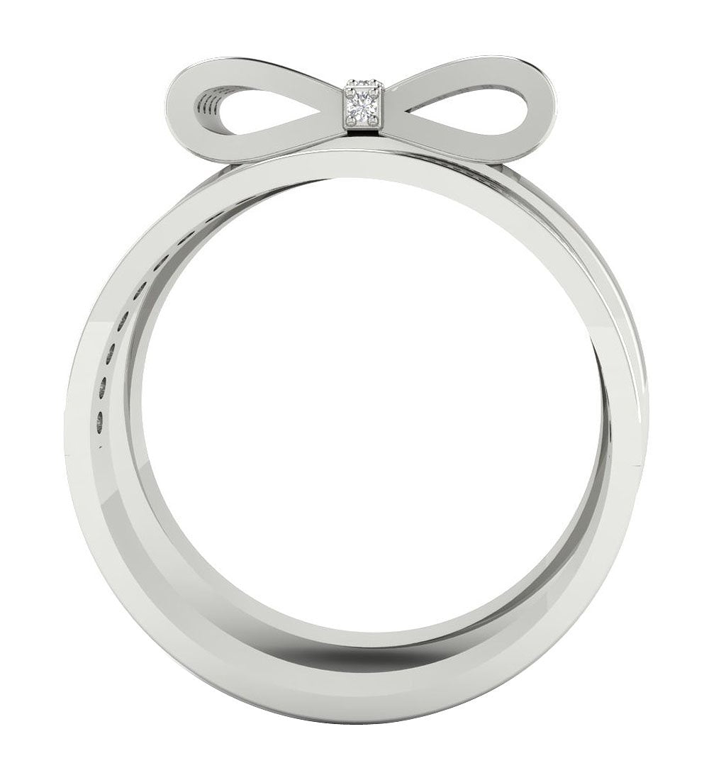 Natural Diamond Bow Bridal Engagement Ring 14k Solid Gold SI1 G 0.45 Ct Prong Set