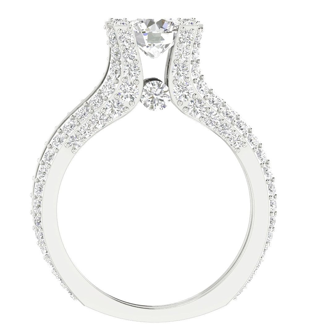 Round Diamond 14K Solid Gold Halo Bridal Anniversary Ring Prong Channel Set I1 G 3.75 Carat
