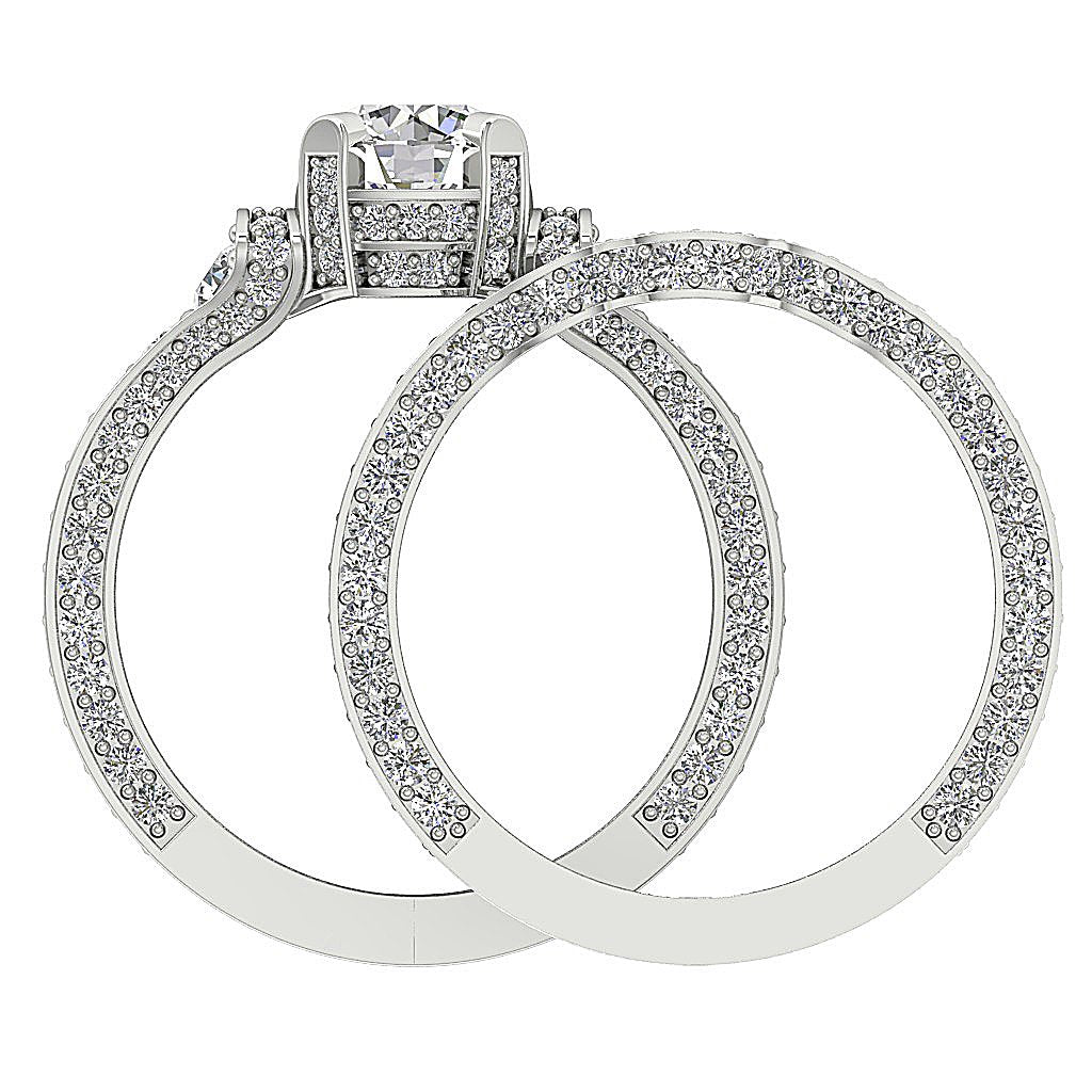 Solitaire Engagement And Wedding Band Sets I1 G 3.20 Ct Genuine Diamond 14K Gold