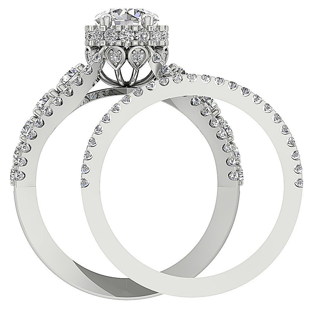 Genuine Diamond 14K Solid Gold Bridal Wedding Ring Prong Set I1 G 3.05 Carat 8.90 MM