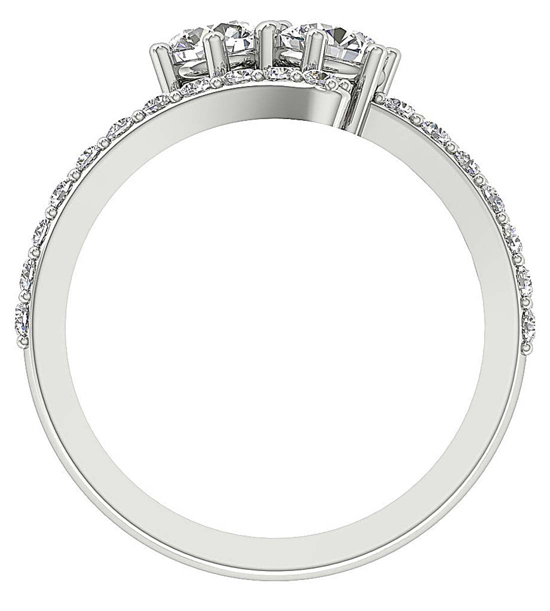 12.65 MM Two Stone Solitaire Anniversary Ring SI1 G 1.40 Ct Round Diamond 14k White Gold Prong Set
