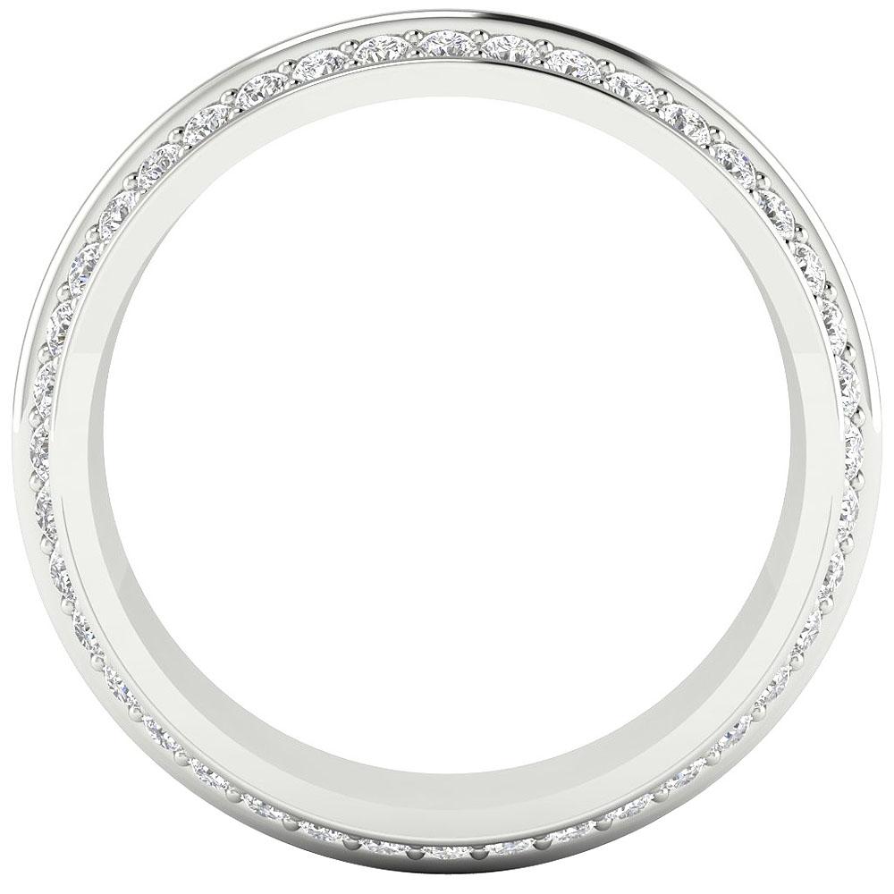 14K Rose Gold Prong Set Genuine Diamond VS1 E 1.50 Ct Two Tone Eternity Wedding Ring