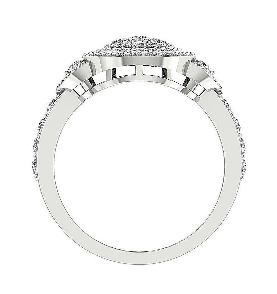 Designer Right Hand Anniversary Ring Round Diamond SI1 G 1.50 Ct 14k Yellow Gold Prong Set