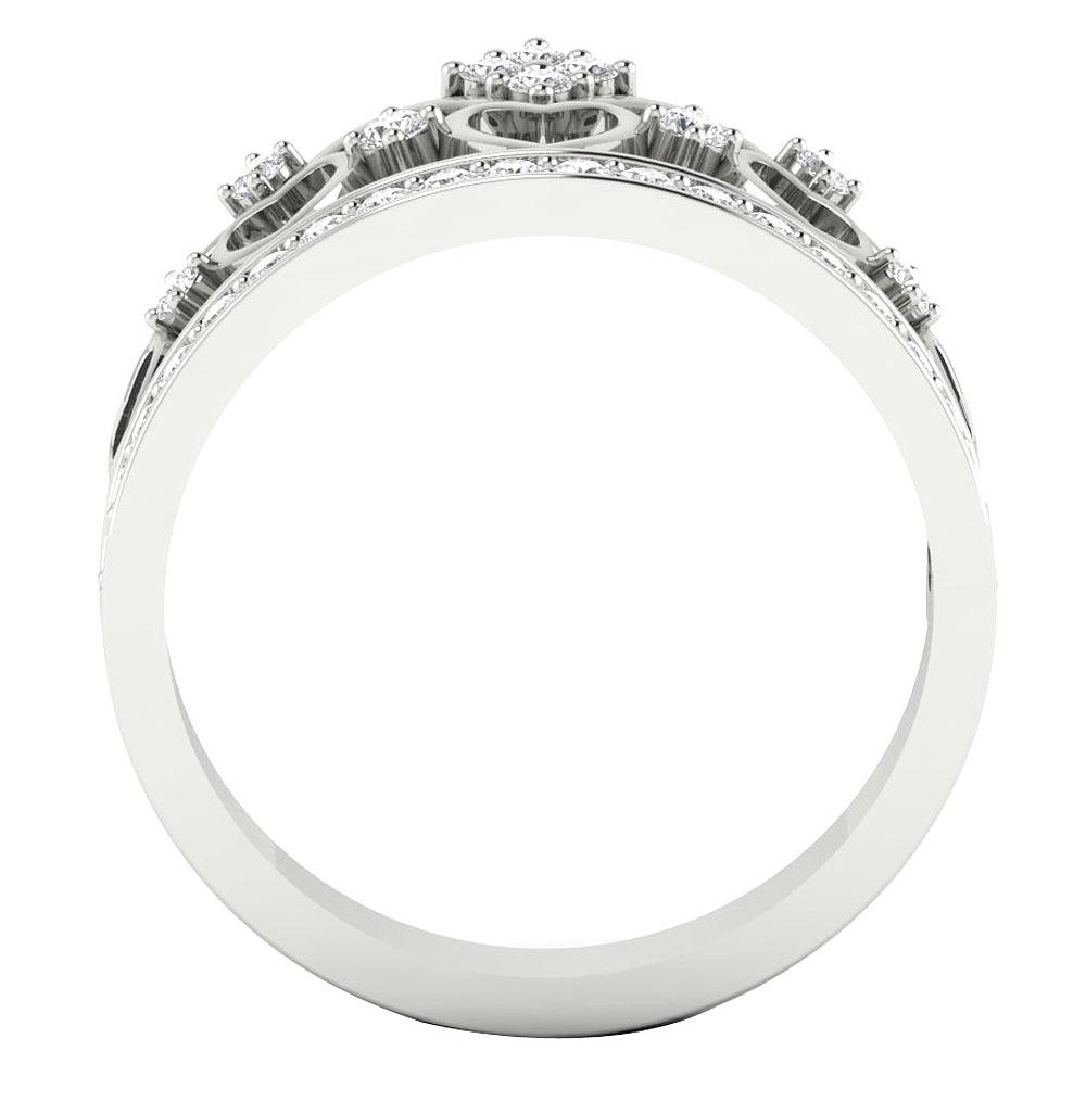 11.00 MM Anniversary Ring Crown Round Diamond I1 G 0.60 Ct Prong Set 14k White Gold