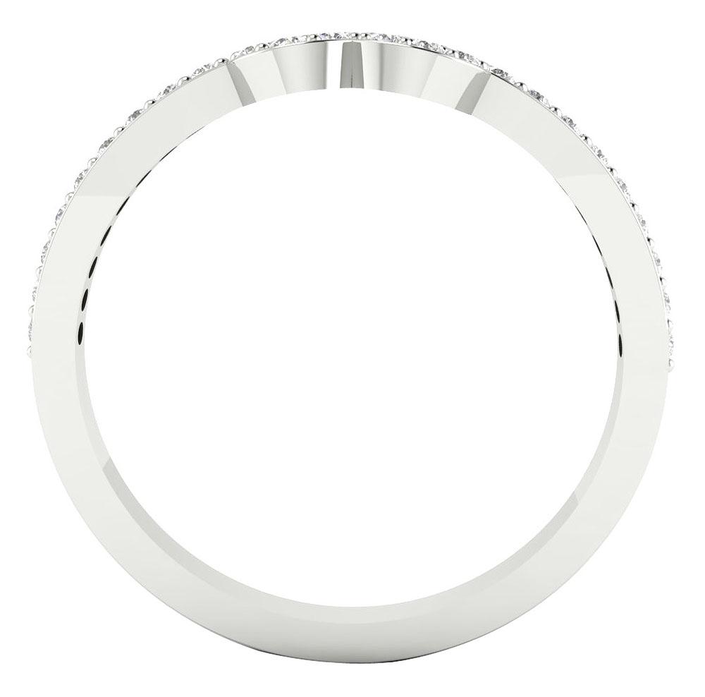 14K White Gold Designer Wedding Ring Genuine Diamond SI1 G 0.35 Ct Prong Set 5.80 MM