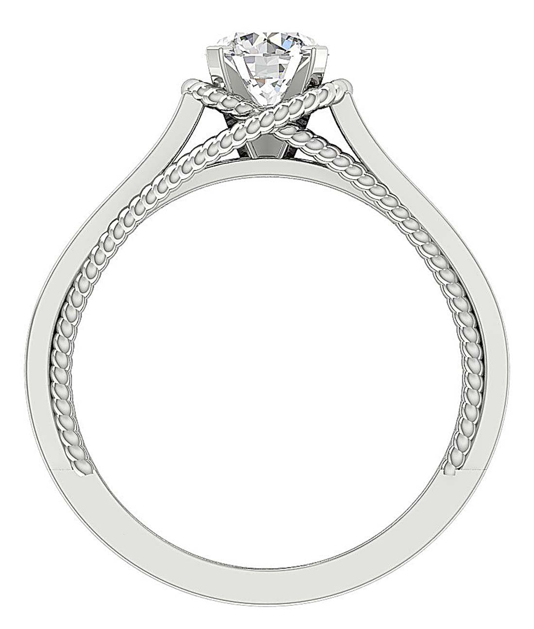 Accent Solitaire Anniversary Ring Round Diamond 14k White Gold I1 G 1.10 Ct Prong Set