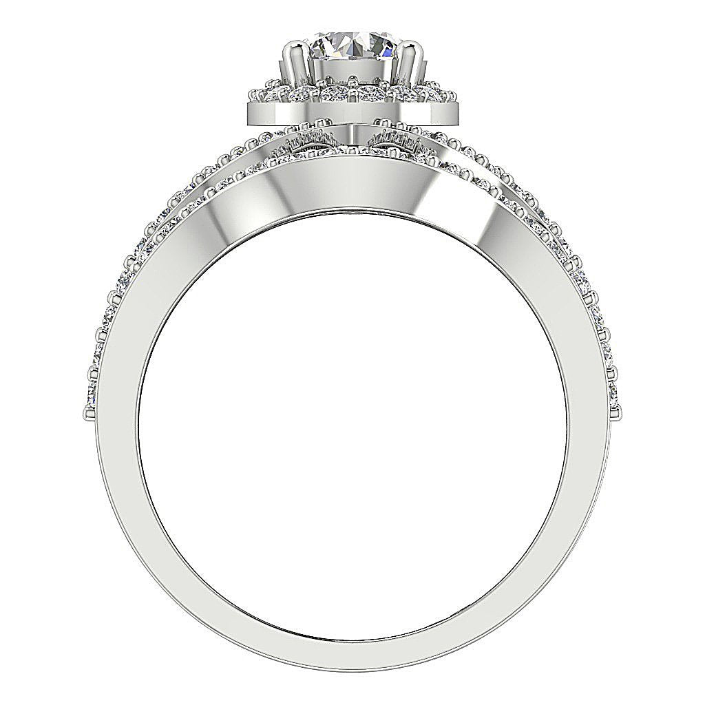 Designer Split Shank Halo Solitaire Wedding Ring SI1 G 1.70 Carat Natural Diamond
