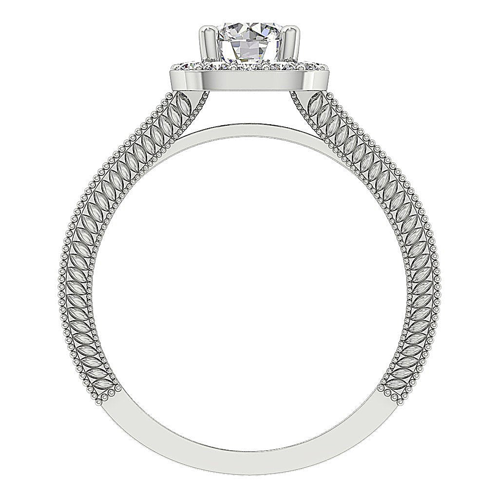 9.30 MM Accent Solitaire Wedding Ring Genuine Diamond I1 G 1.50 Carat 14k White Gold Prong Pave Set