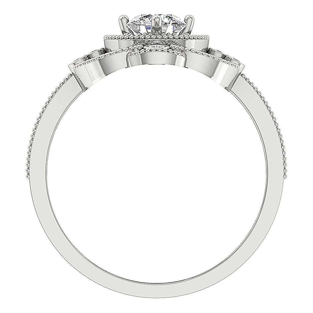 14k Rose Gold Halo Solitaire Anniversary Ring Round Diamond I1 G 1.20 Ct Prong Bezel Set