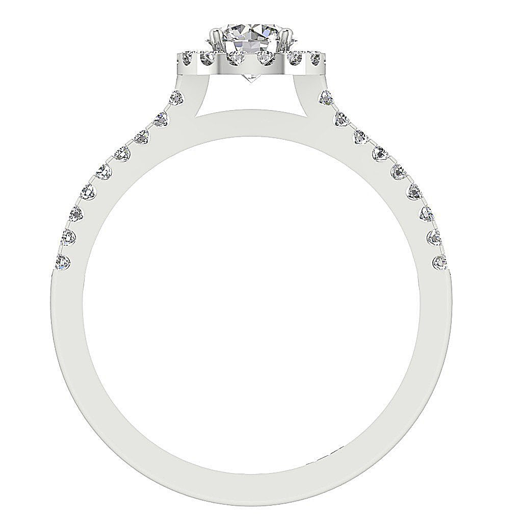 Halo Solitaire Wedding Diamond Ring 14k Solid Gold Prong & Pave Setting I1 G 1.10 Ct