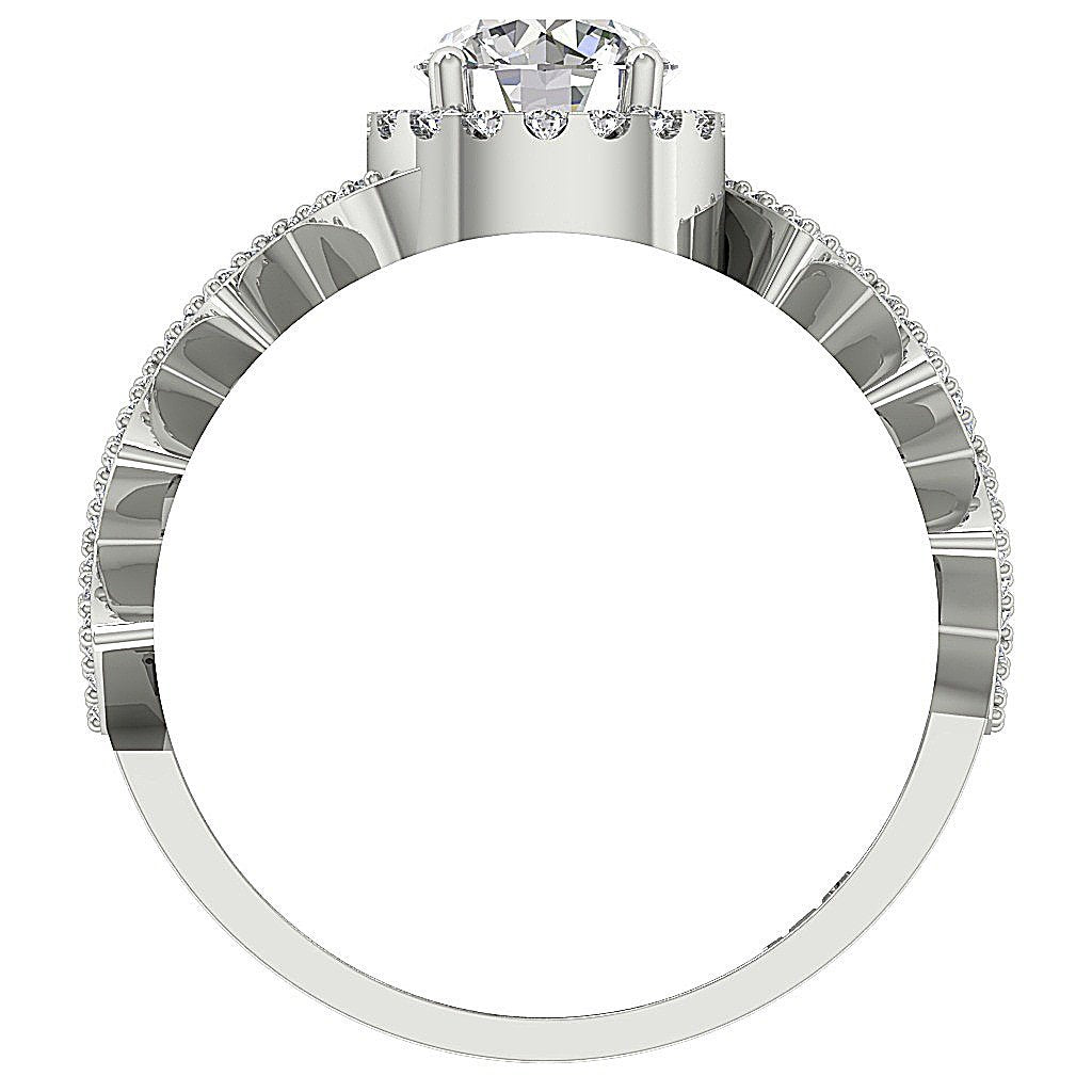 Zig Zag Halo Solitaire Natural Diamond Ring I1 G 1.55 Ct 14K Yellow Gold Prong Set