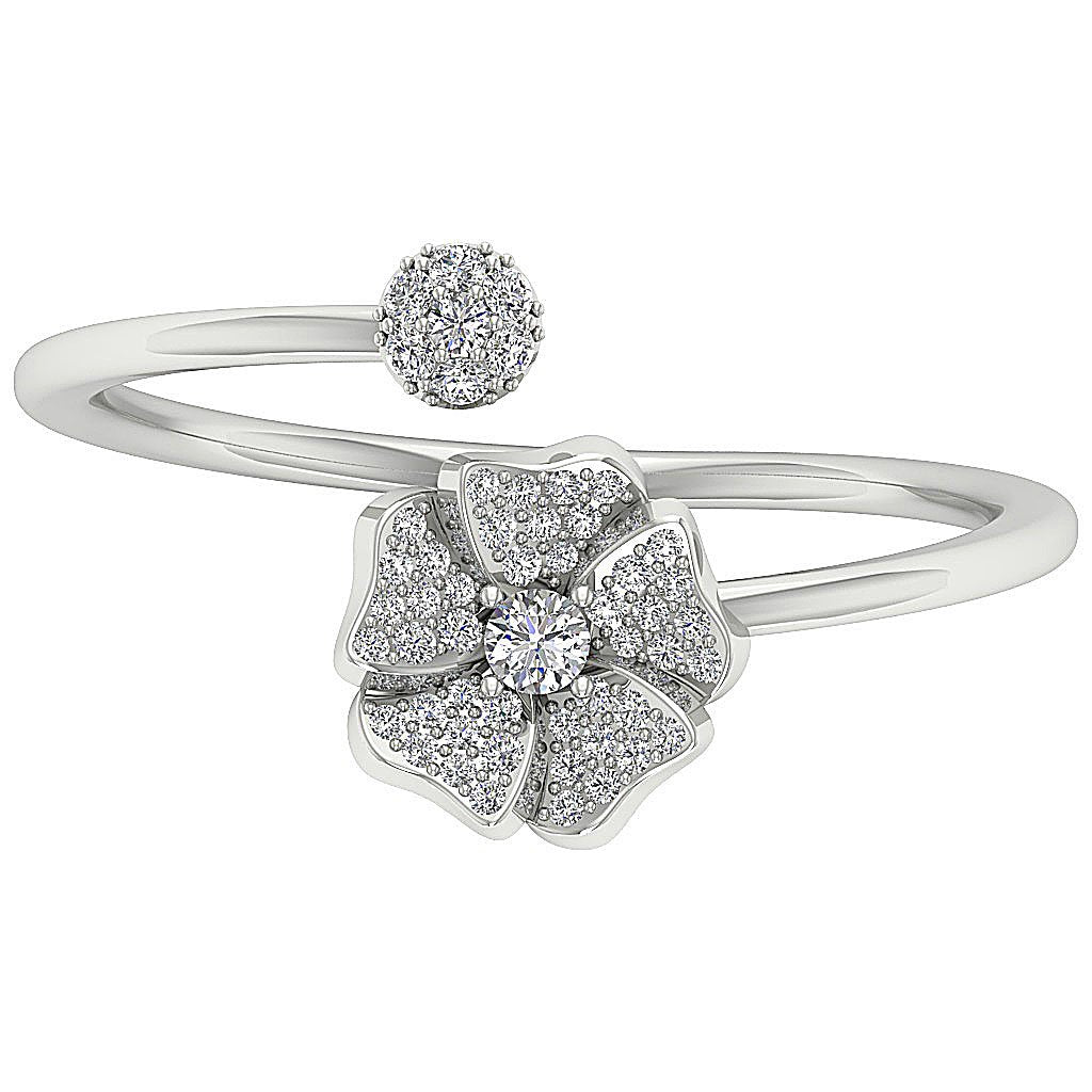 Open Flower Design Prong Set Wedding Ring I1 G 0.30 Ct 14k White Yellow Rose Gold