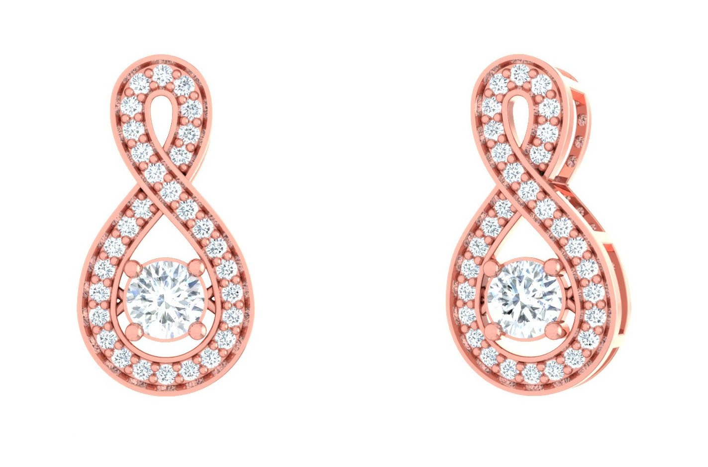 14k/18k Rose Gold Designer Fashion Wedding Pendant Genuine Diamond I1 G 0.50 Ct Prong Set