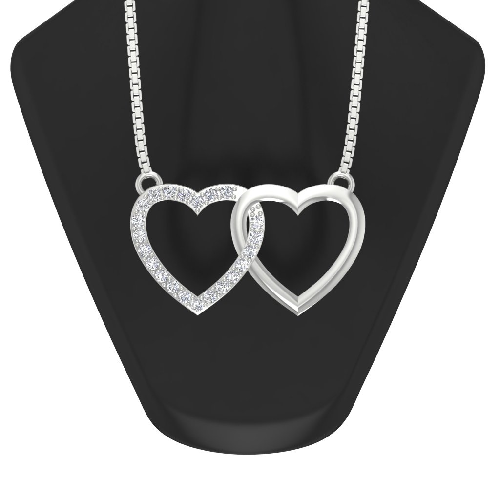 Double Heart Pendant 14k/18K Gold Natural Diamond VVS1/VS1/SI1/I1 0.35 Carat