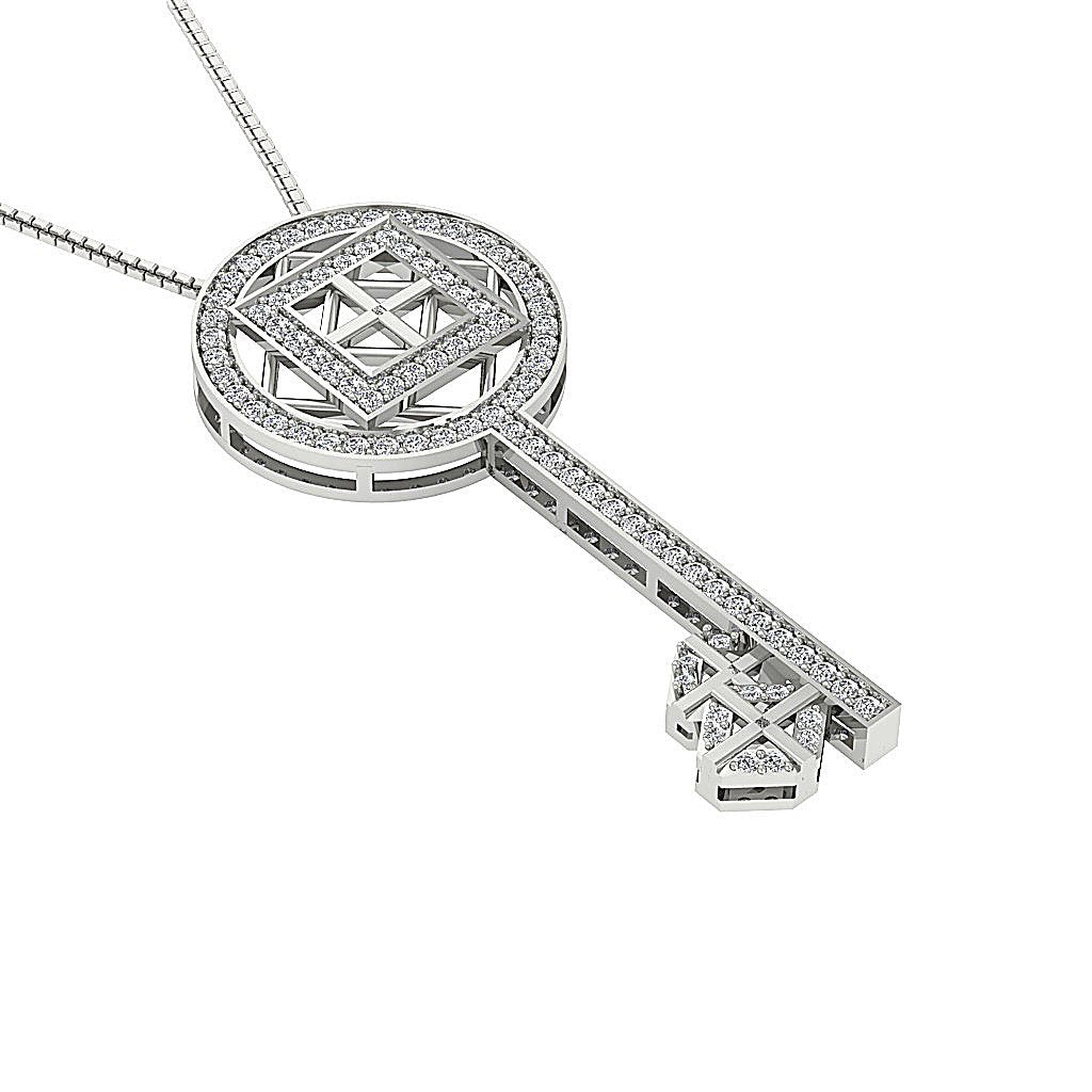 SI1/I1 G 0.65 Carat Key Shape Pendants 14k/18k Solid Gold Genuine Diamonds