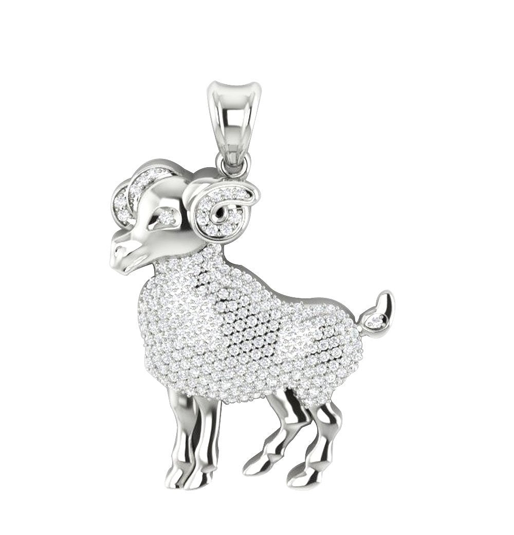 I1/SI1 G 0.85 Carat Round Diamond Aries Zodiac Sign Pendant Necklace 14K/18K Gold