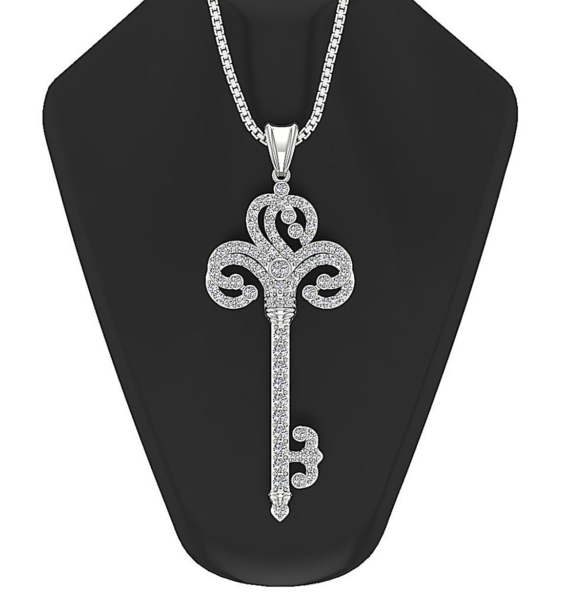 SI1/I1 G 0.80 Carat Natural Diamond 14k/18k Solid Gold Unique Key Shape Pendant