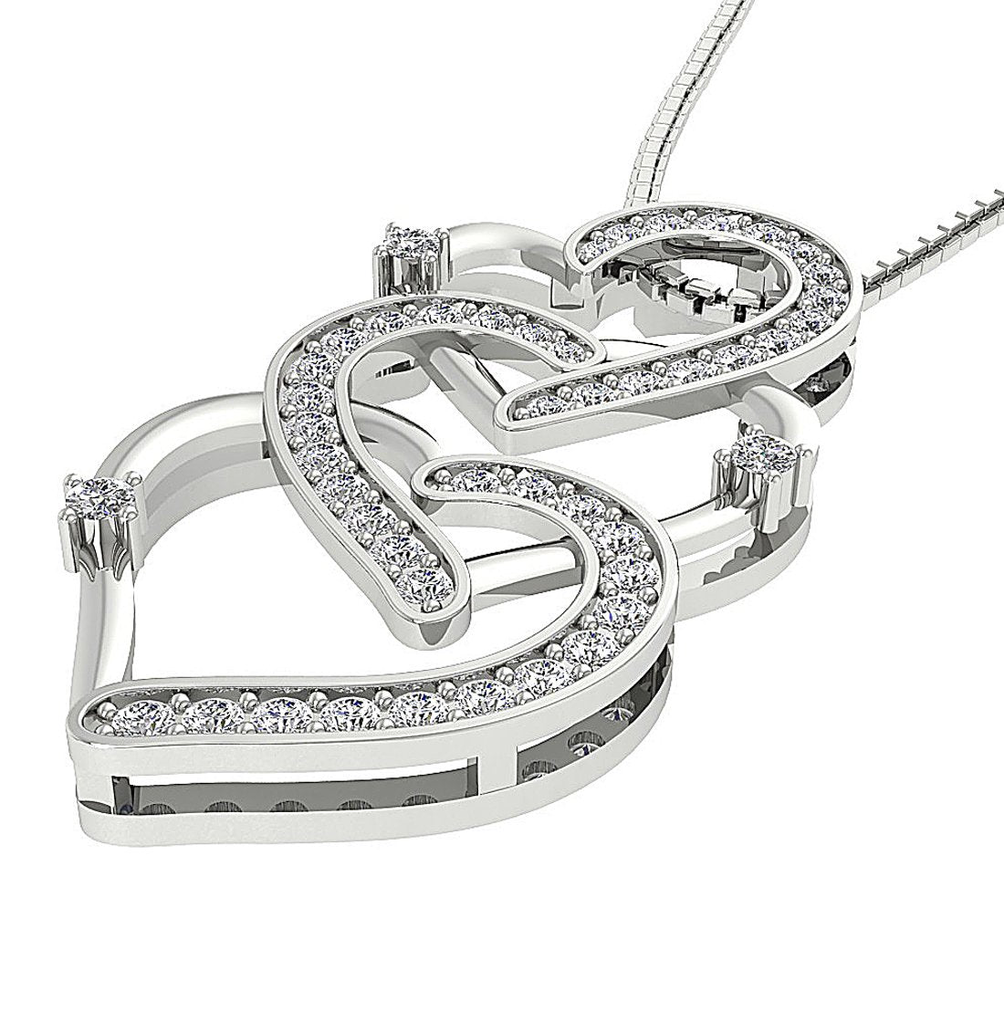 VVS1/VS1/SI1/I1 0.65 Ct Three Heart Pendant 14k/18k Gold Round Diamond