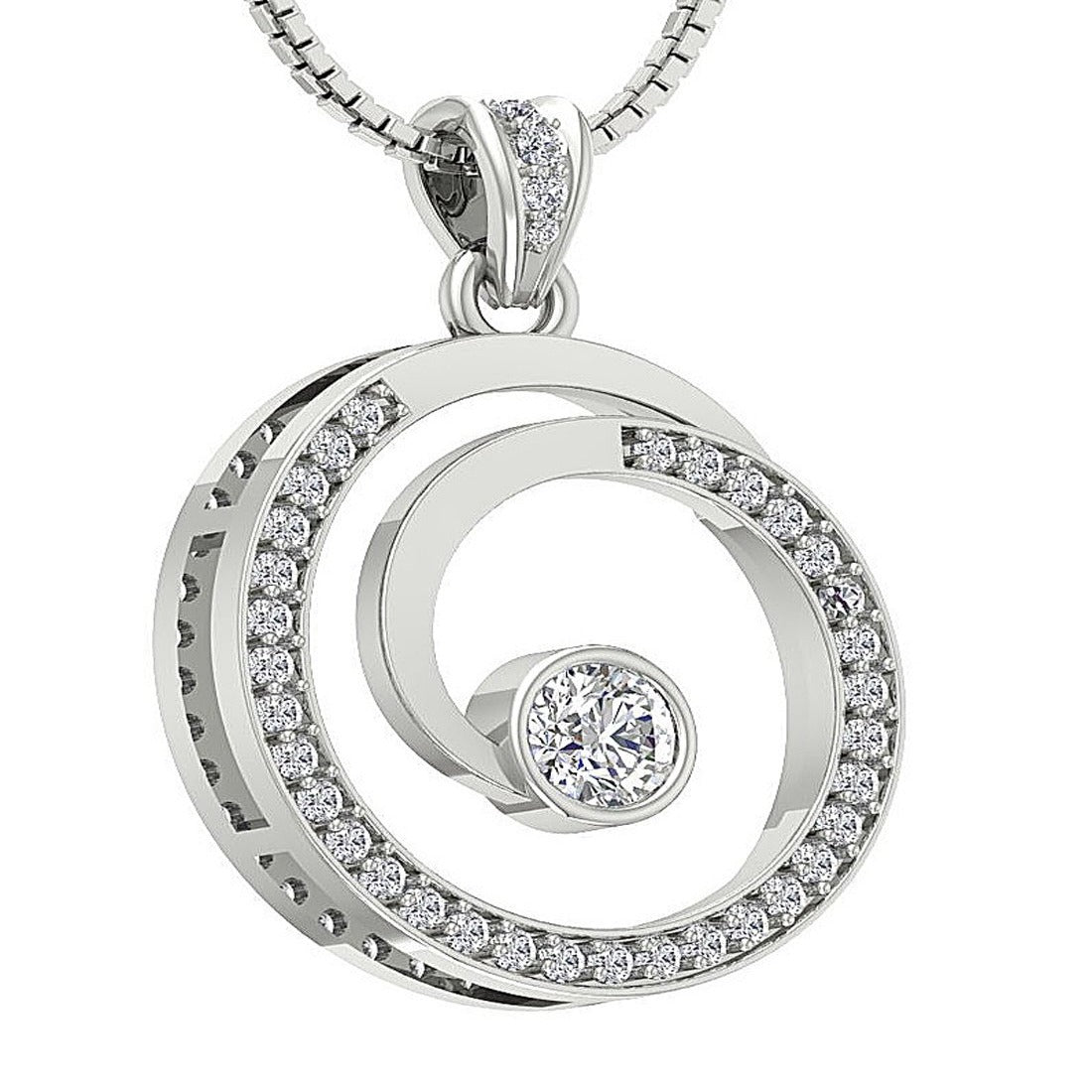 14k/18k Rose Gold Designer Anniversary Pendants Round Diamond I1/SI1 G 1.10 Ct Prong Set