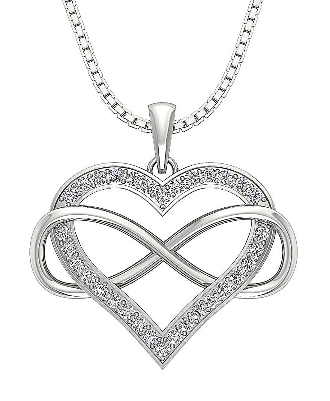 Round Diamond VVS1/VS1/SI1/I1 0.55 Ct Heart Infinity Shape Pendant 14k/18k Gold