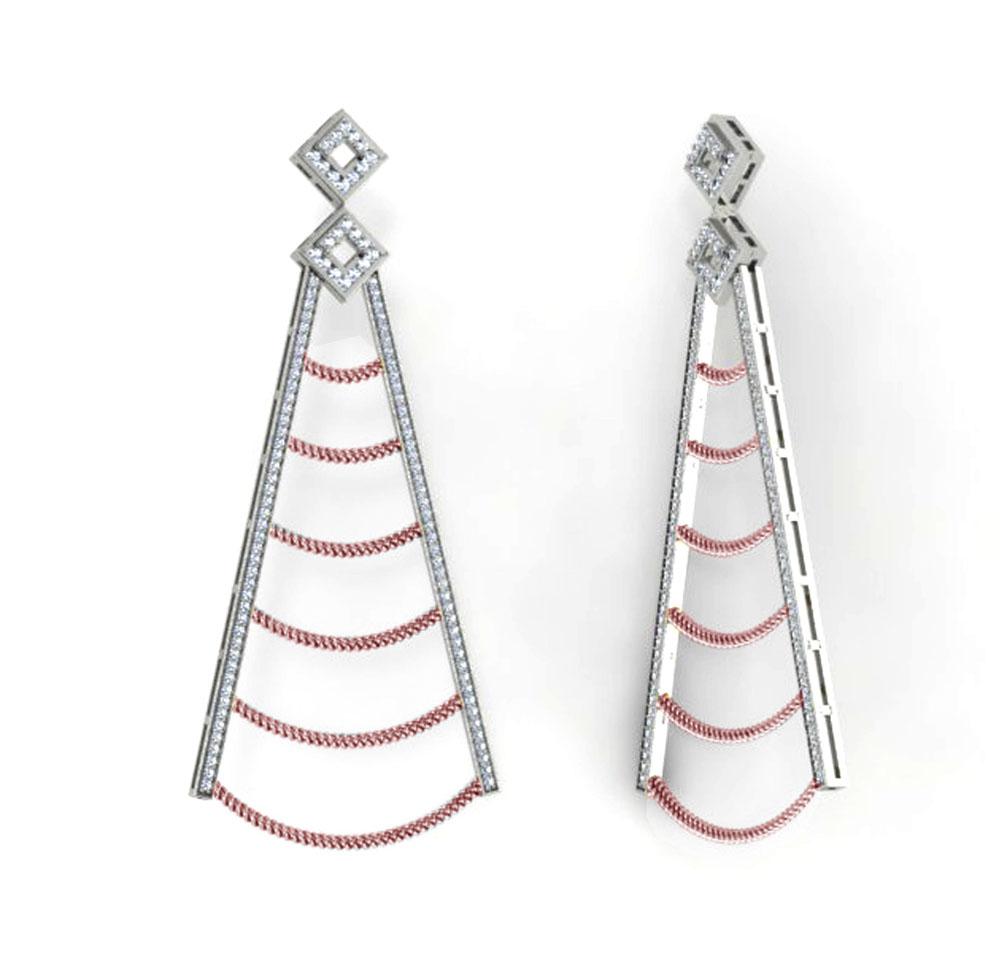 Prong Set Chandelier Engagement Earrings Natural Diamond SI1/I1 G 1.10 Ct 18k/14k White Yellow Rose Gold