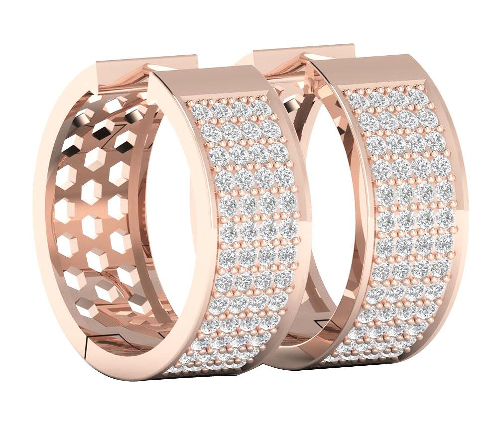 Natural Diamond Large Hoop Engagement Earrings VVS1/VS1/SI1/I1 1.25 Ct 18k/14k White Gold Prong Set