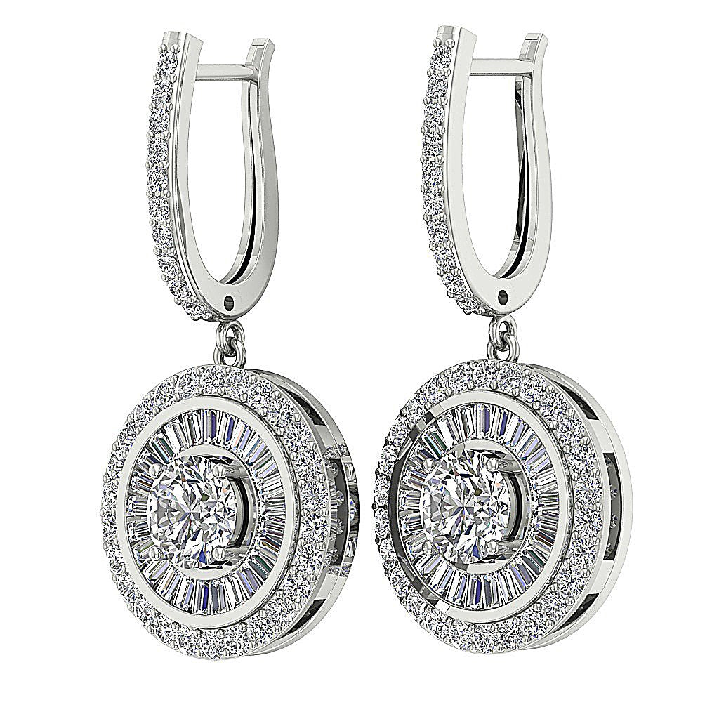 Chandelier Wedding Earring Genuine Diamond I1 G 3.40 Ct 14k Solid Gold Prong Channel Set