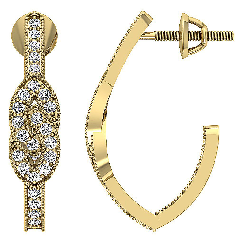 Prong Set Fashion Engagement Earrings Natural Diamond SI1/I1 G 0.90 Ct 18k/14k White Yellow Rose Gold