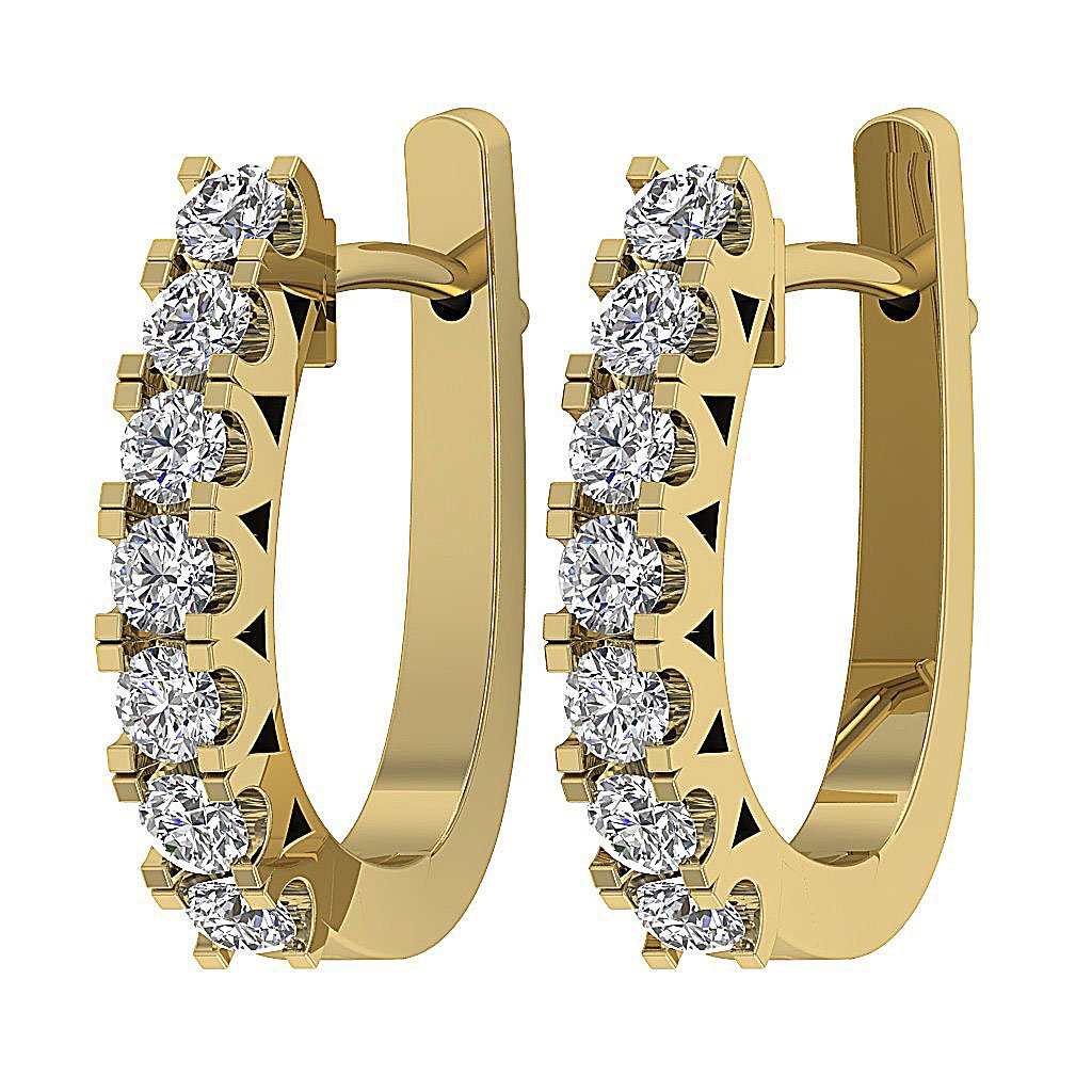 Natural Diamond Large Hoop Engagement Earrings SI1/I1 G 1.00 Ct 18k/14k Rose Gold Prong Set