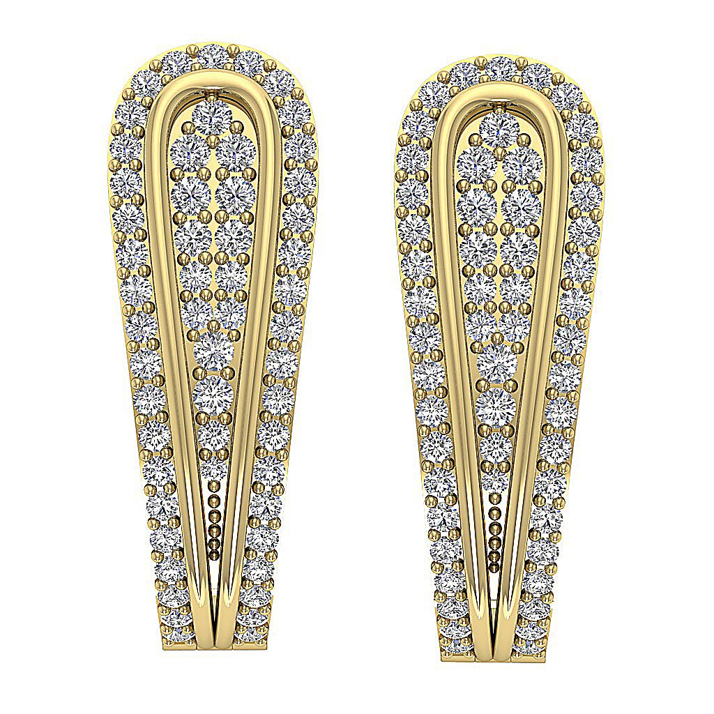 Large Hoop Wedding Earrings Genuine Diamond SI1/I1 G 1.10 Ct 18k/14k Yellow Gold Prong Set