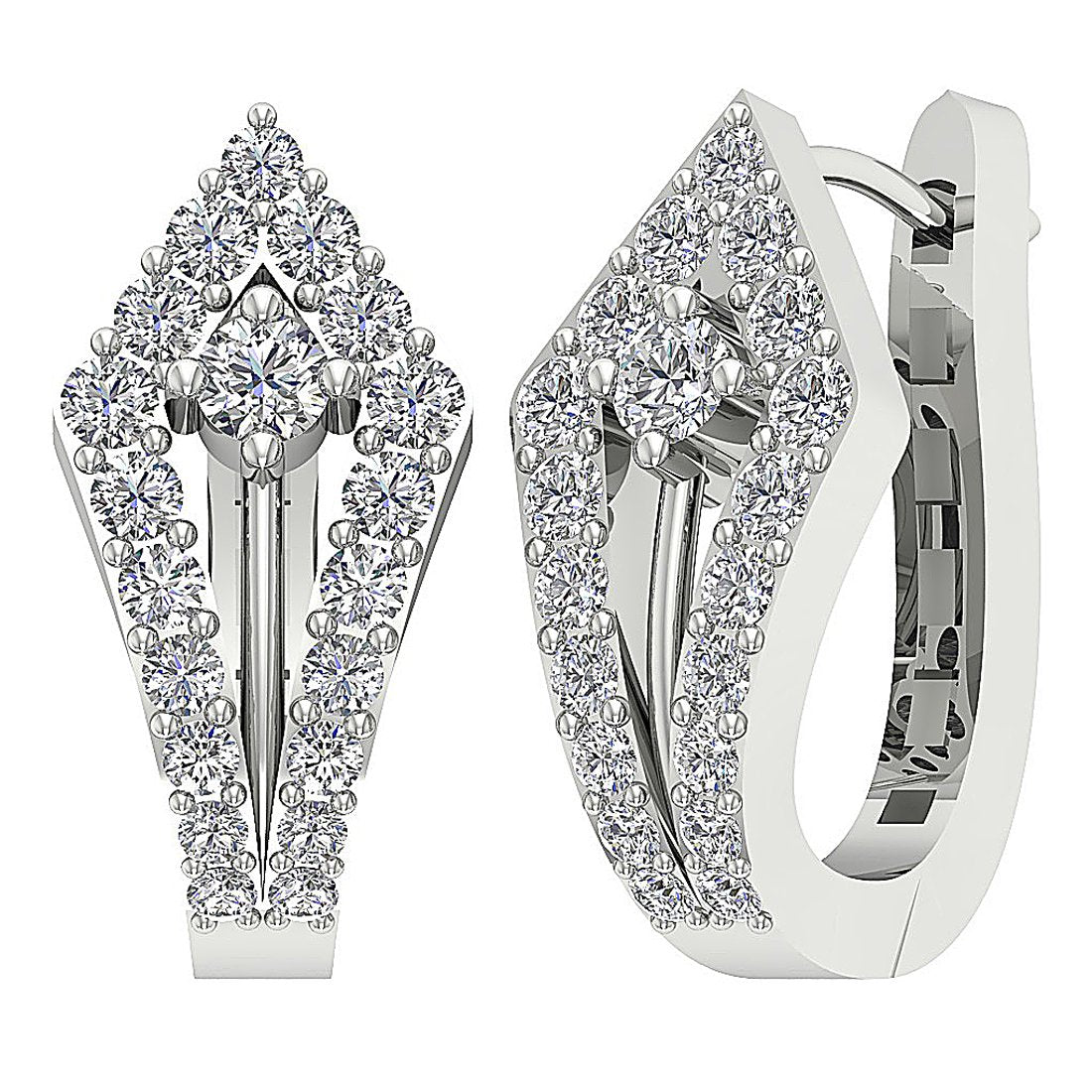 Medium Hoop Wedding Earrings Genuine Diamond VVS1/VS1/SI1/I1 0.90 Ct 18k/14k Solid Gold Prong Set