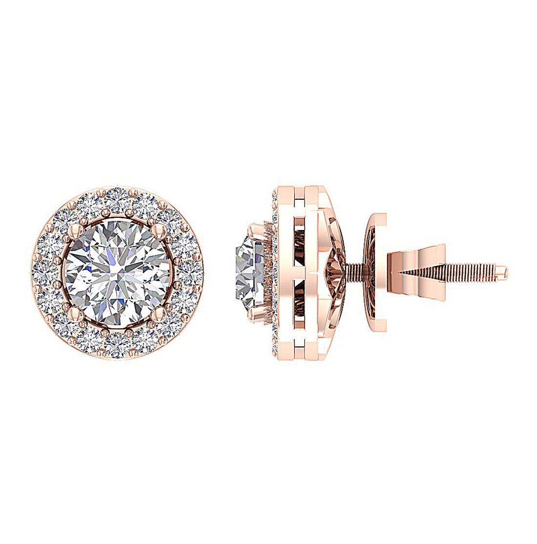 14k Solid Gold Genuine Diamonds I1 G 2.11 Ct Removable Jacket Studs Earrings Set